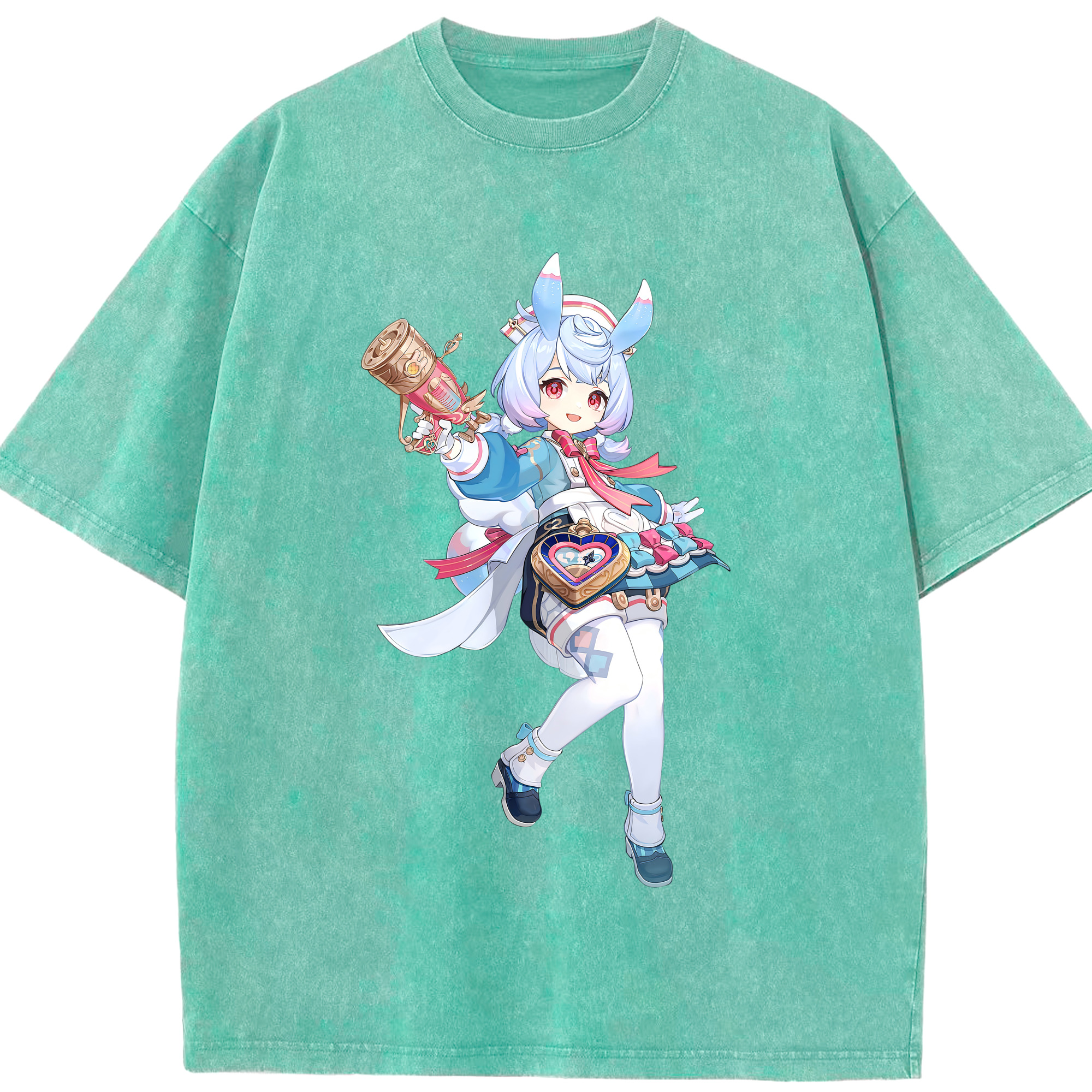 げんし神 シゲウィン genshin Shigewin 綿100% ヴィンテージ風 半袖Tシャツ（フロントプリント）